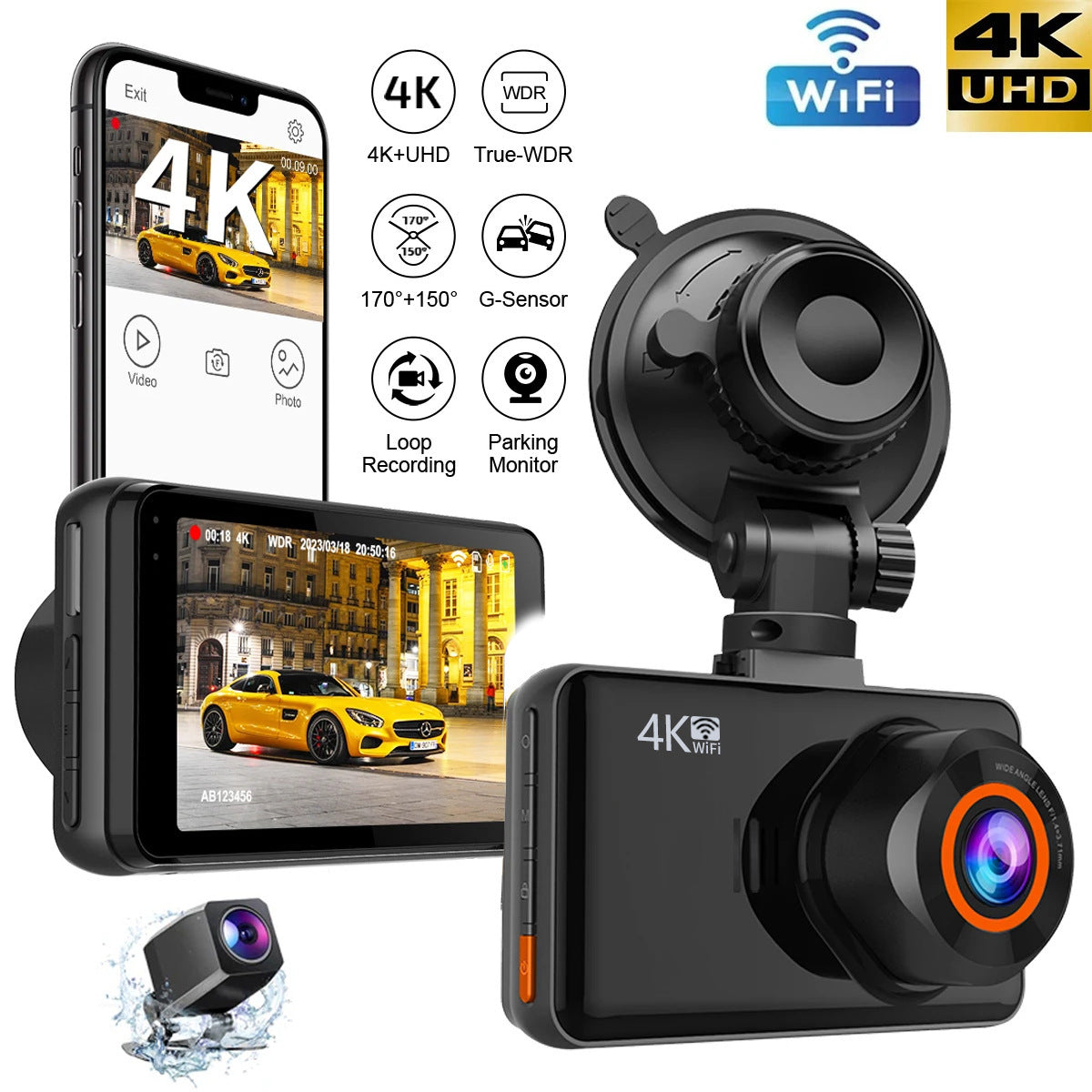 4K  Front And Rear Dual Lens Dash Cam
